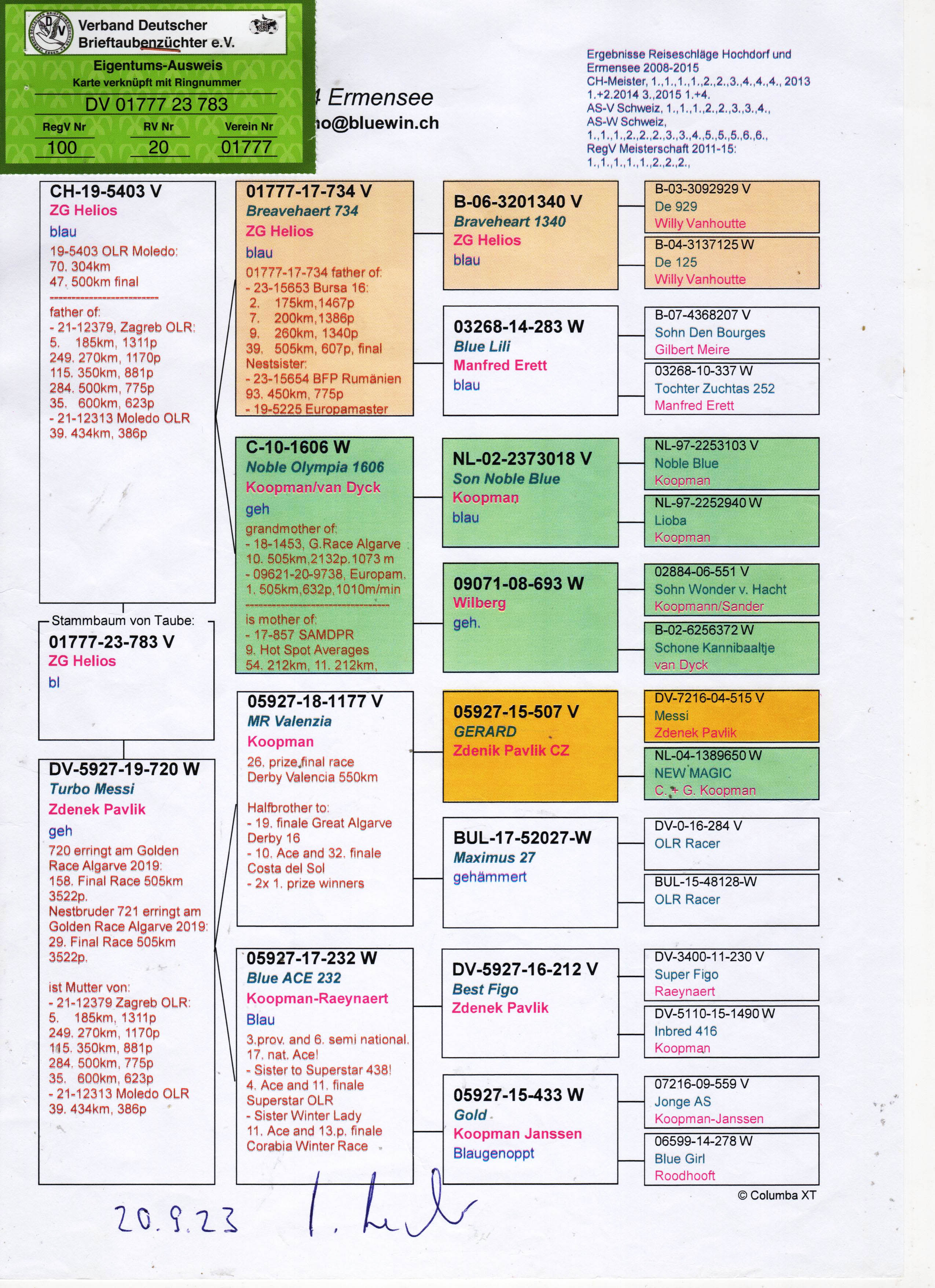 DV01777-23-783 DİŞİ / TAM KARDEŞİ  35. 600 KM ZAGREB OLR