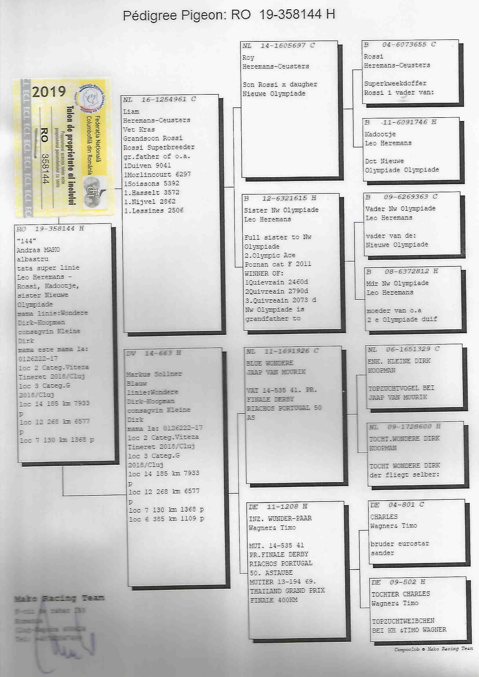 RO19-358144   DİŞİ   /  HEREMANS-CEUSTERS - KOOPMAN