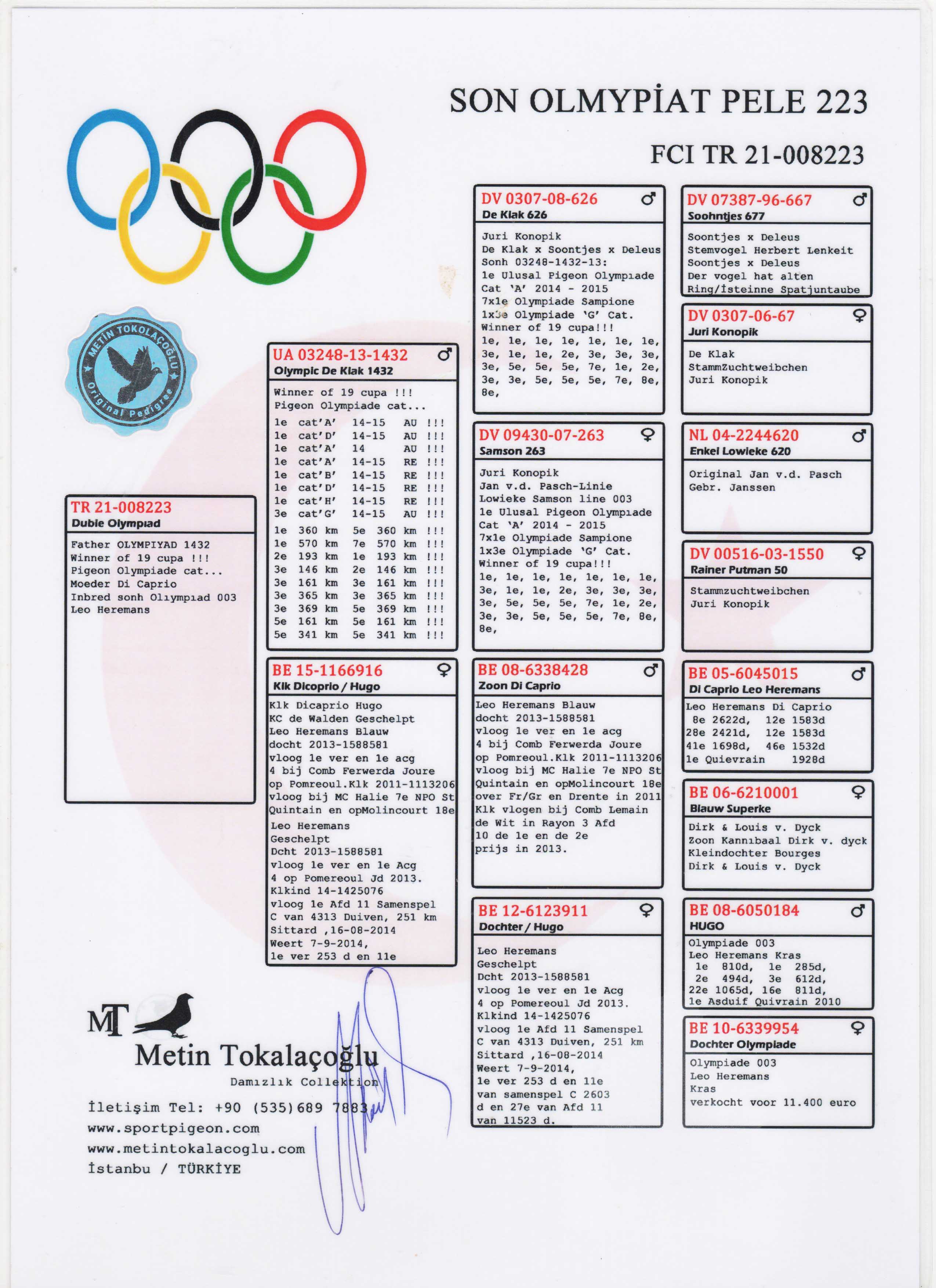 TR21-008223 ERKEK / BABASI OLYMPIC DE KLAK ANNESİ DI CAPRIO SOYU