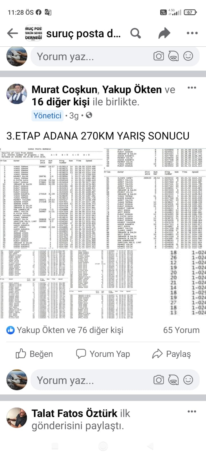 TR21-245272 / SALİH POSTACI - 12 FİNAL 250 KM -  20. AS GÜVERCİN 5X5