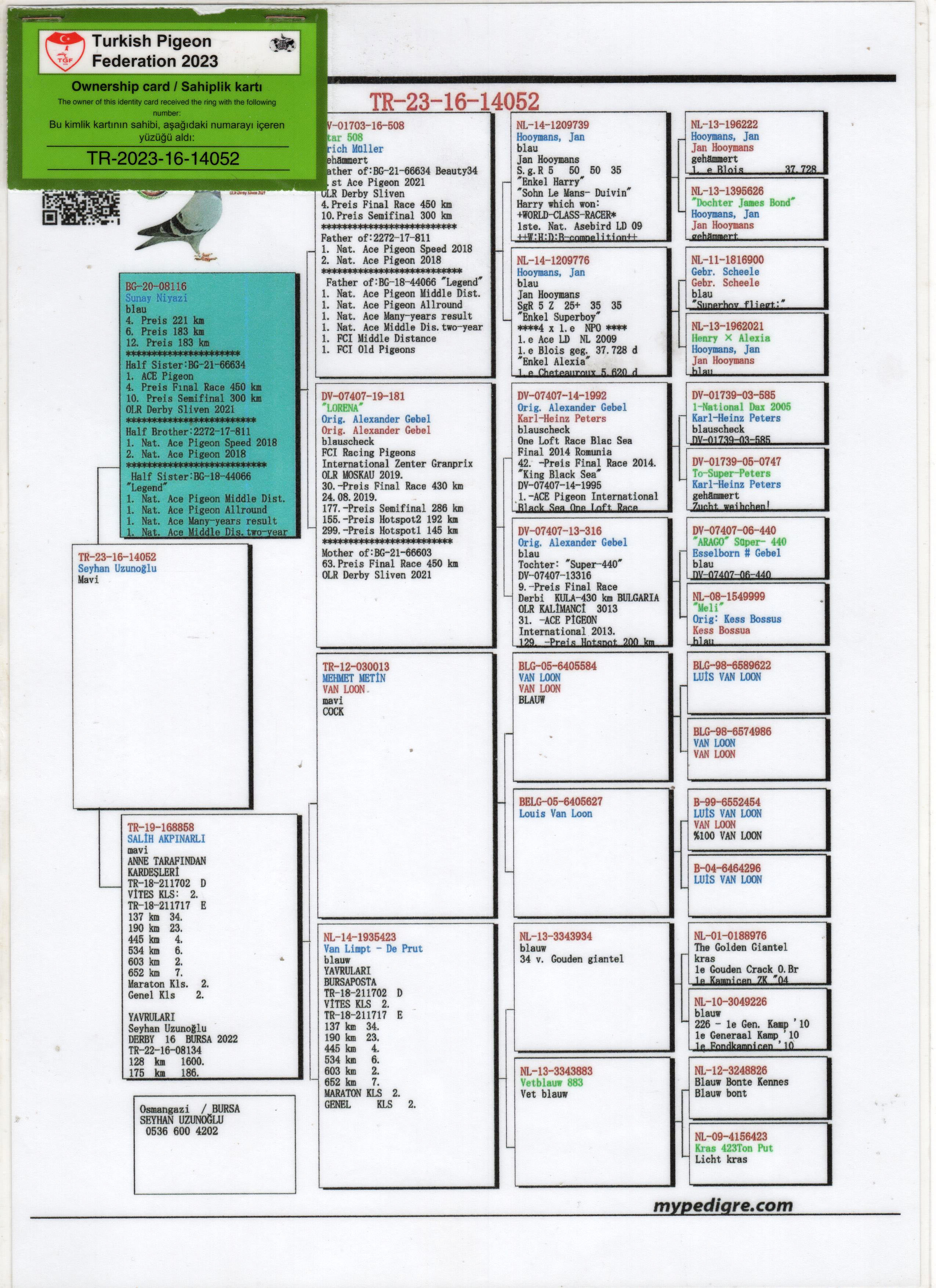 TR23-16-14052 ERKEK / BABASI SUNAY NİYAZI ANNESİ SALİH AKPINARLI 