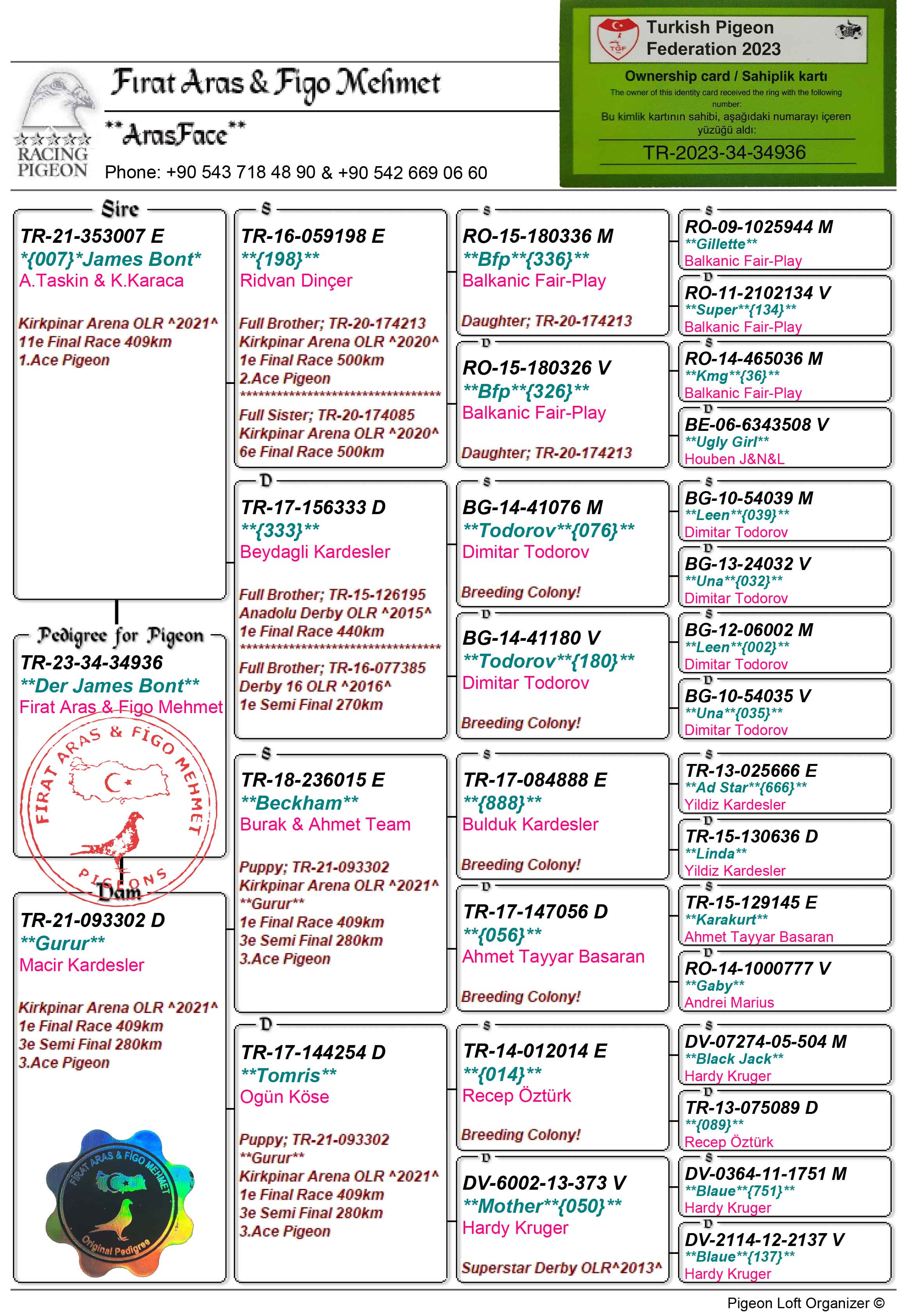 TR23-34-34936 ERKEK / 104. FİNAL 505 KM -  FIRAT ARAS - FİGO MEHMET